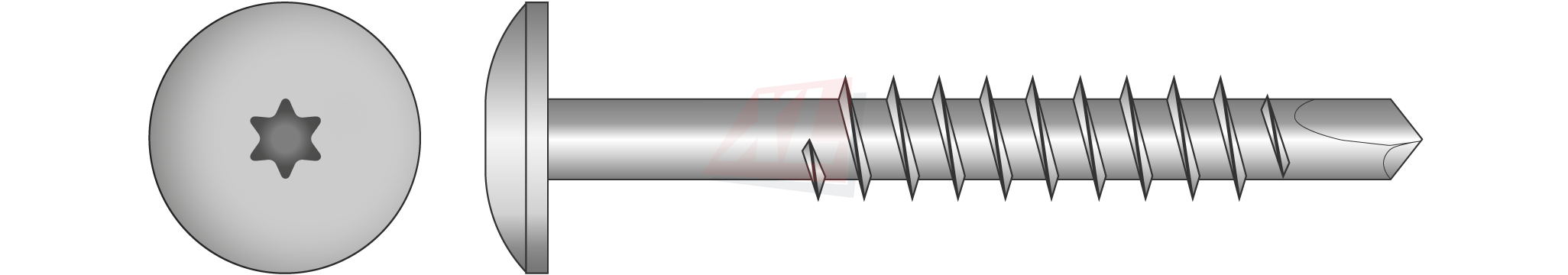 ET ZELFBORENDE SCHROEF Ø 15MM 5,5 X 40MM INOX A4 ONGEKLEURD